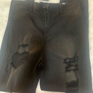 Fashion Nova Distressed Black Jeans
